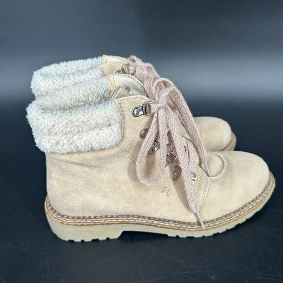 Dirty Laundry Casbah Ankle Boot Size 9 Creme Sherpa Lace Up Boots Chunky - Picture 2 of 11